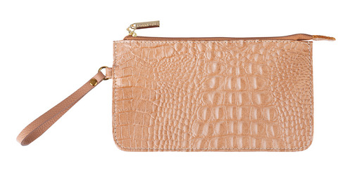 Necessaire De Couro Pequena Com Alça Nitty Cor Bege