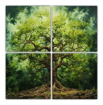 Comprar 40x40cm Cuadro Abstracto Árbol Forestal Estilo Óleo Cuatro