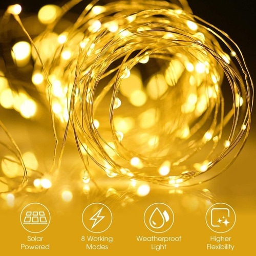 8 Modos Led Luces Solares Exterior Para Decoración 10m