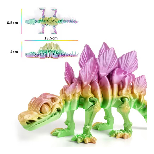 Dinosaurio Estego Juguete Impresión 3d Articulado Rojo