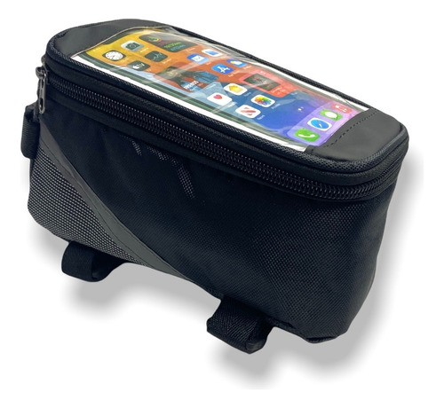 Bolso Alforja Porta Celular / Gps Para Bicicleta Color Negro/gris