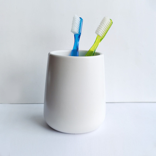 Vaso Porta Cepillo De Dientes De Dolomite Blanco