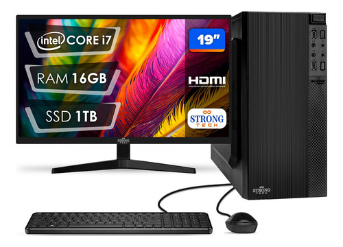 Pc Computador Completo I7 16gb Ssd 1tb Mon 19 Strong Tech