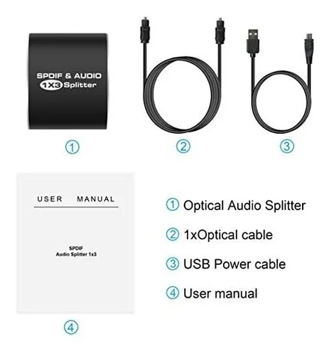 Divisor Óptico Digital Newcare De 3 Puertos, Spdif Toslink D