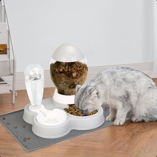 Yecercan Juego De Agua Y Comida Seca Para Gatos Con Alimenta