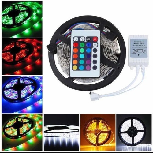 Cinta Luz Led 5050 Rgb Multicolor Con Adaptador Y Control