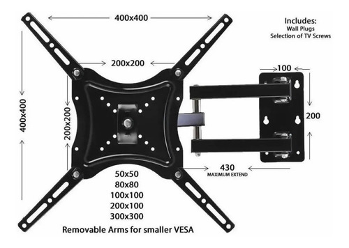 Soporte Led Tv Smart Articulado Móvil 14 32 40 42 55 Vesa