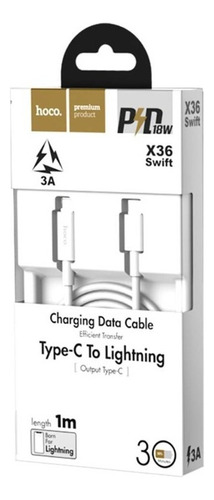 Cable Para iPhone Hoco X36 Tipo C A Lightning 1m Color Blanco