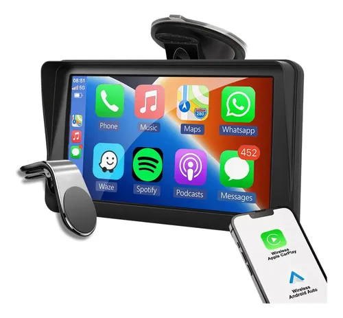 Multimídia Leitor Som Portátil Suporte Carplay Android Auto Preto