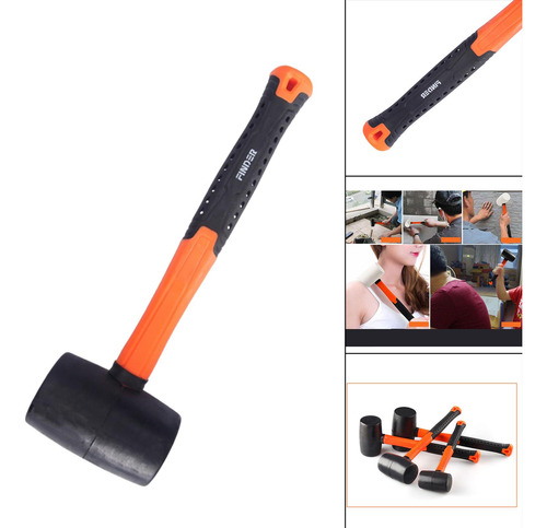 Martillo De Mazo De Goma Portátil Fibra De 340g 12oz Negro