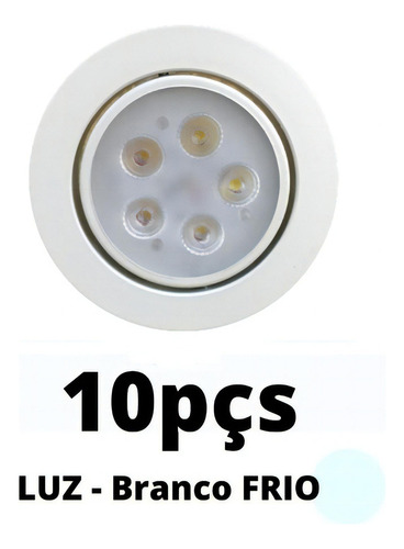 Kit 10 Spot Led 5w Smd Redondo Direcionável De Embutir Teto Cor Branco frio