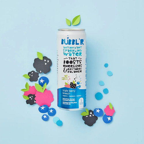 Bubbl'r Agua C/gas Antioxidante Triple Berry Breez'r 6 Latas