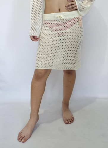 Pollera Mini Crochet Calado Playa S / M
