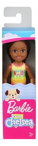 Mini Boneca Colecionável Chelsea Club Menina Morena Negra Praia - Maiô Picolé - Família Da Barbie - Mattel Brinquedos