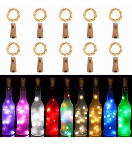 Luces Led Decorativas Para Botellas 2m 20 Leds 10 Piezas