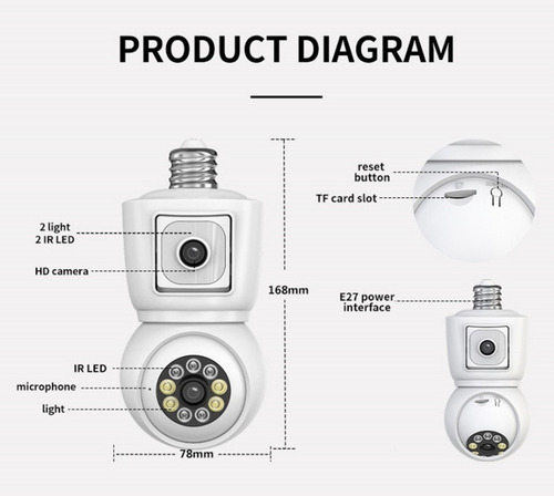 Câmera Wifi Para Bebês/casa Icsee 2mp Com Lente Dupla