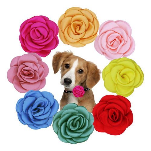 Juhao - Collar De Perro Con Flores Y Corbatín Para Mascotas,