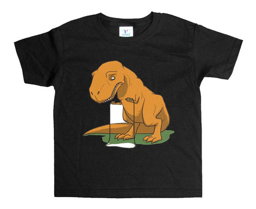 Remera Negra Niños Dinosaurios R15