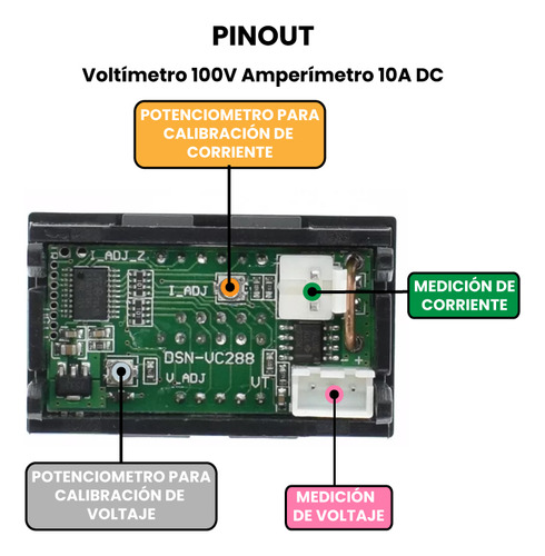 5pz Voltímetro 100v Amperímetro 10a Dc Display Digital