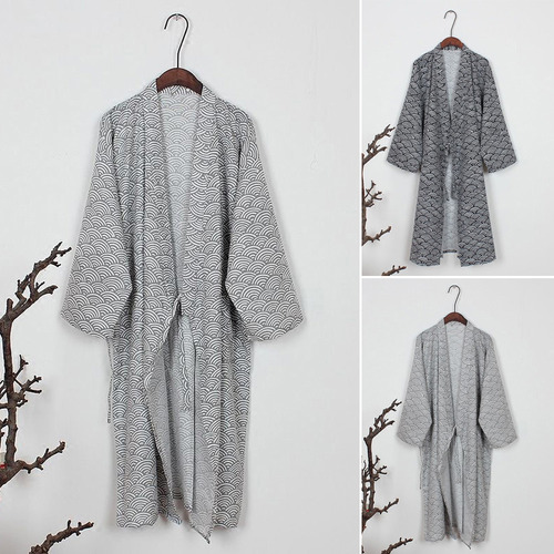 Bata Tipo Kimono Yukata De Algodón Robe Para Hombre, Bata De