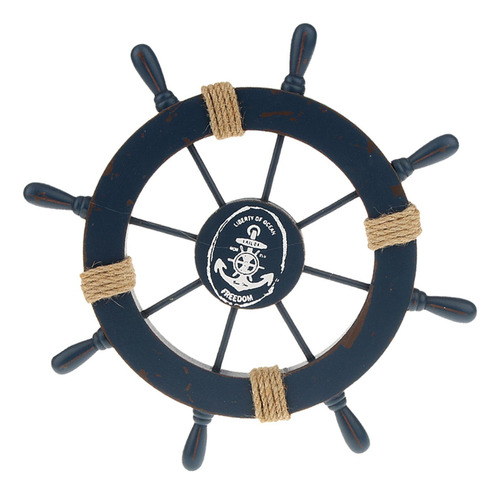 Decoración Colgante De Barco De Madera De Playa Azul Oscuro