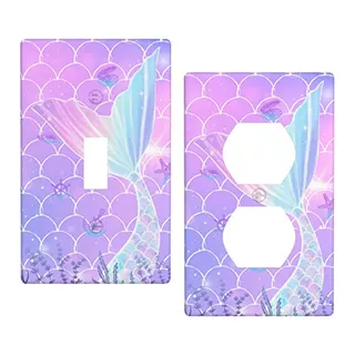 2pcs Mermaid Wall Plates Light Switch Cover Cute Decora...