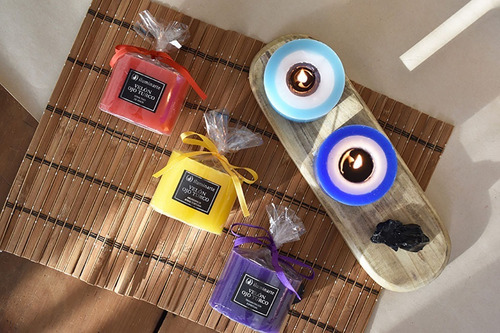 Imagen 3 de 6 de Pack Velón Ojo Turco Aromático Iluminarte X 3 Unidades.