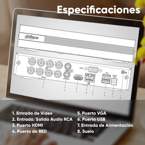 Kit Cctv Dahua Dvr 8 Ch 2mp Wizsense Y 8 Camaras Metalicas