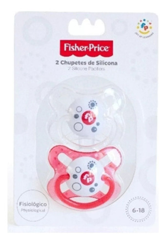 Chupetes Bebes Fisher Price X2 Silicona Ortodóntico Rojo 