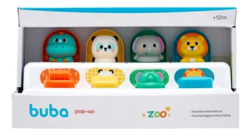 Brinquedo Pop-up Educativos 4 Animais Infantil Buba Baby Cor Colorido