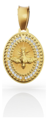 Medalla Espíritu Santo De Oro Solido 10k Color Dorado