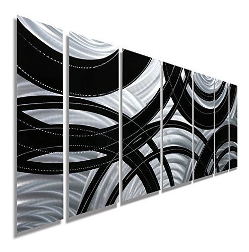 Statements2000 Silver - Black Metal Wall Art Panel, Decoraci