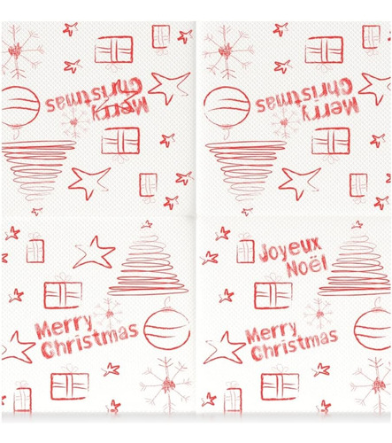 Renova Red Label Servilletas Navideñas 140 Servilletas Color Rojo