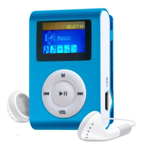 Mp3 Player Clip Fm + Cabo Usb + Fone + Cartão 8gb Sandisk