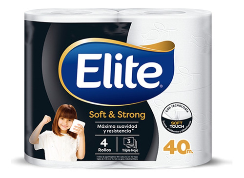 Elite Papel Higienico Triple Hoja Soft & Strong 40m 4 Rollos