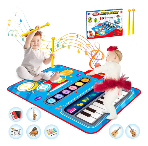 Tapete Musical 2 En 1 Con Tambor Y Teclado Plegable