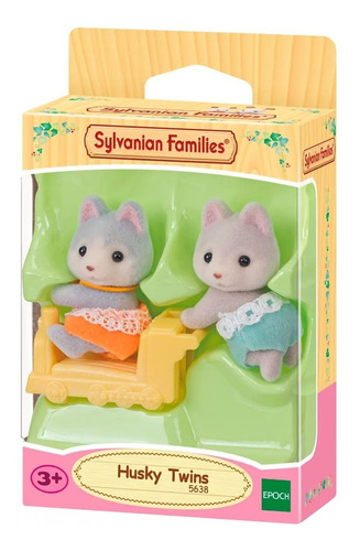 Figura Sylvanian Families  Husky Gemelos Con Trineo Febo