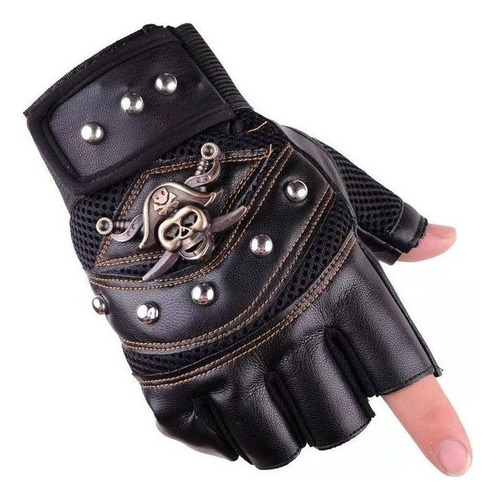 Guantes De Motociclismo Calavera Pirata Medio Dedo