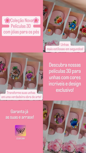 Película 3d Com Jóias Para Os Pés (kit Com 20 Cartelinhas)