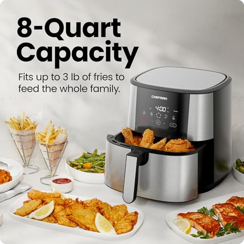 Freidora De Aire Chefman Turbofry, Capacidad Xl De 8 Cuartos