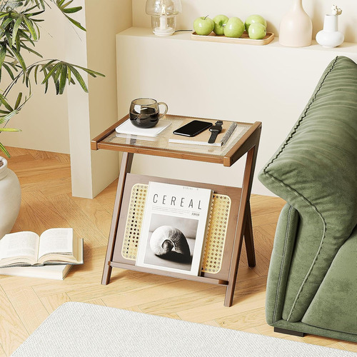 Bamworld Rattan Mesa Auxiliar Boho Noche Mesa De Noche De Cr