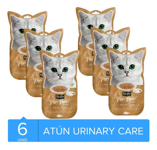 6x Kit Cat Plus Snack Cuidado Urinario, 4 Sachet 15g C/u Np