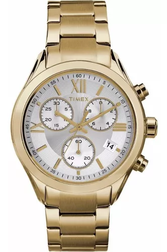 Reloj Timex Tw2p93700 100% Original Para Dama Acero Dorado Color del fondo  Plata