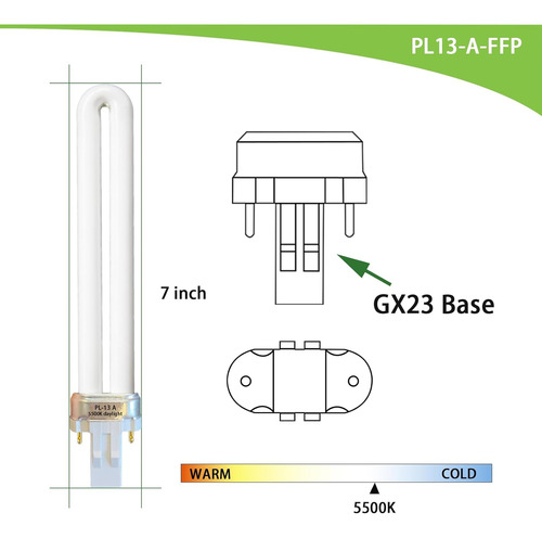 2 Bombillas Pl13-a-ffp De 13w Luz Brillante 5500 K Base Gx23