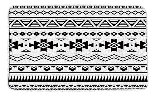 Aztec Bath Mat Southwestern Abstracto Negro Blanco Geométric