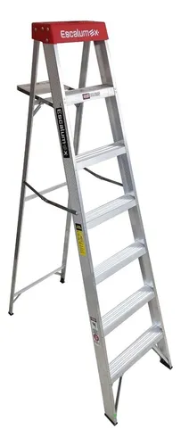 Escalera Tijera De Aluminio Escalumex 7 Peldaños Color Metal