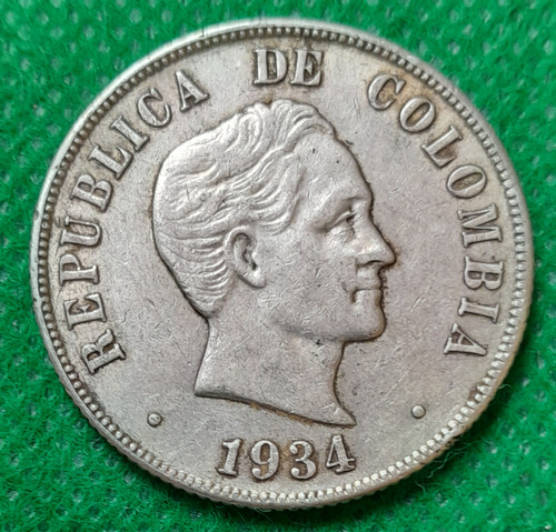 Moneda Colombia 50 Centavos 1934 San Francisco Xf. Plata 