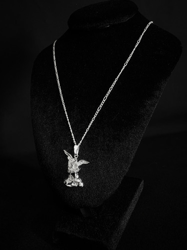 Dije De Plata Arcangel San Miguel Con Cadena De Plata Calibre 50 Y 55 Cm De Largo Ideal Para Regalar En Boda Bautizo Primera Comunión O 15 Años Unisex Mujer Hombre
