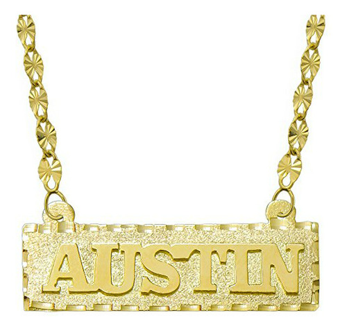 Collar Con Placa De Nombre Personalizada De Oro Amarillo De 