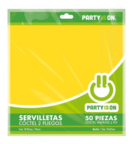 100 Pzas Servilletas De Papel Party Is On Color Amarillo